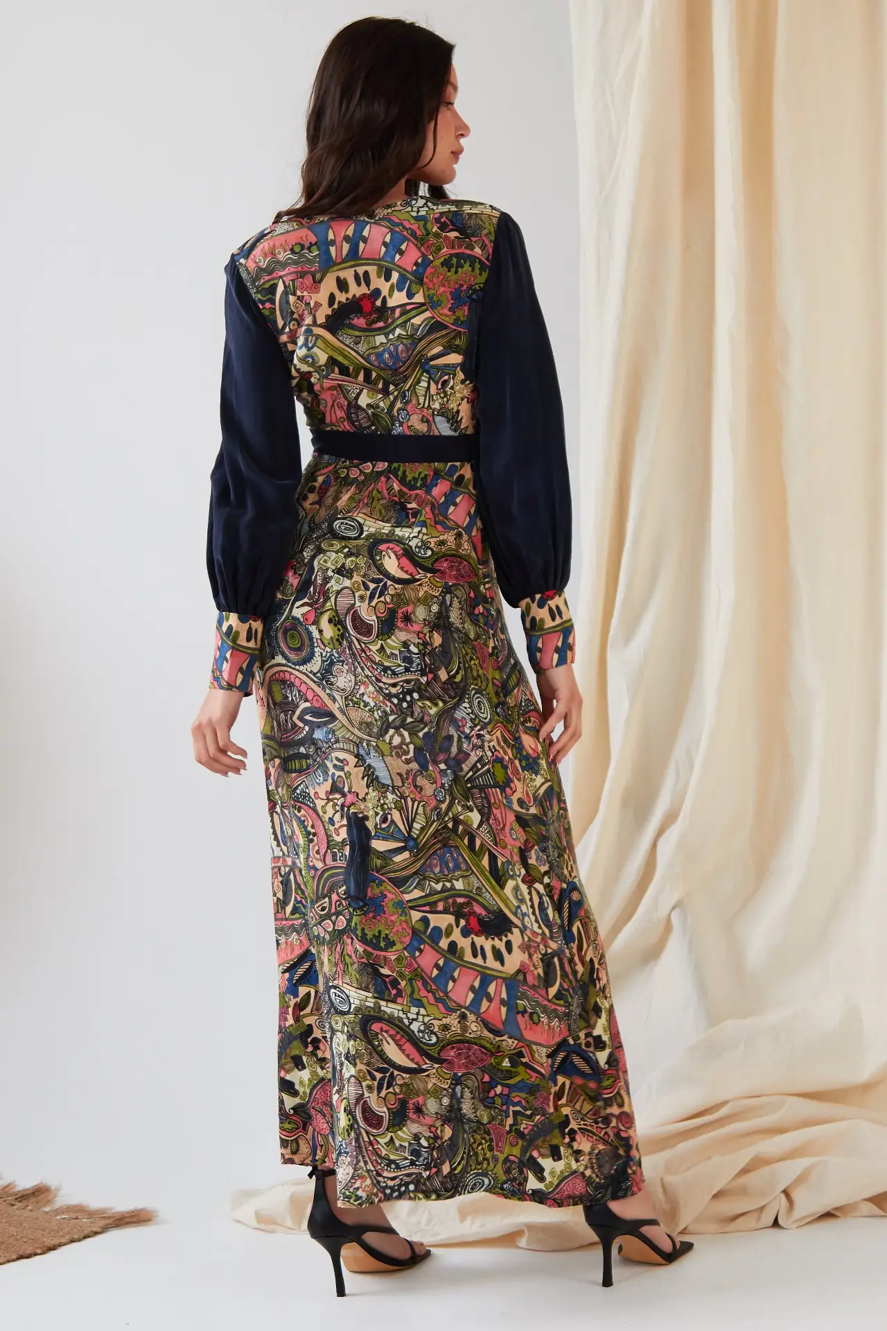 Hand painted Long Sleeve Maxi Dress by All Mart Bristol Ltd
