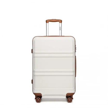 K1871-1L - Kono ABS 24 Inch Sculpted Horizontal Design Suitcase - Cream by All Mart Bristol Ltd