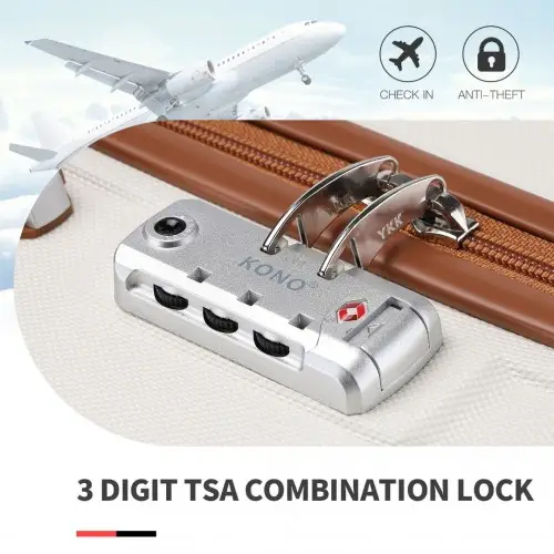 K1871-1L - Kono ABS 24 Inch Sculpted Horizontal Design Suitcase - Cream by All Mart Bristol Ltd