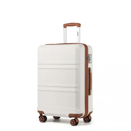 K1871-1L - Kono ABS 20 Inch Sculpted Horizontal Design Cabin Luggage - Cream by All Mart Bristol Ltd