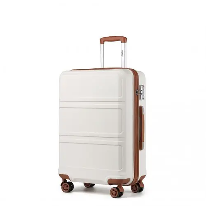 K1871-1L - Kono ABS 20 Inch Sculpted Horizontal Design Cabin Luggage - Cream by All Mart Bristol Ltd
