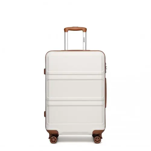 K1871-1L - Kono ABS 20 Inch Sculpted Horizontal Design Cabin Luggage - Cream by All Mart Bristol Ltd