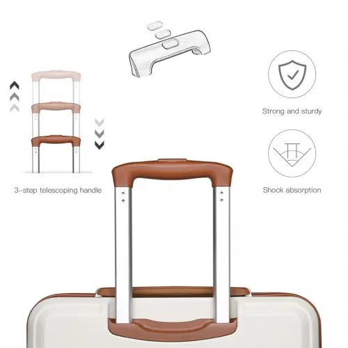 K1871-1L - Kono ABS 20 Inch Sculpted Horizontal Design Cabin Luggage - Cream by All Mart Bristol Ltd
