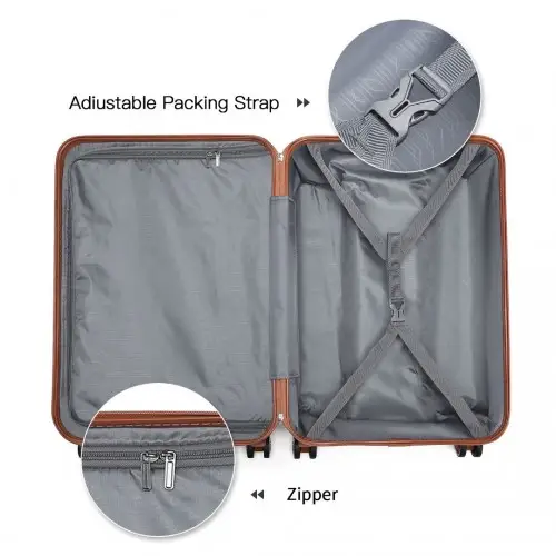 K1871-1L - Kono ABS 20 Inch Sculpted Horizontal Design Cabin Luggage - Cream by All Mart Bristol Ltd