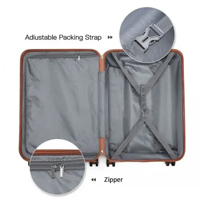 K1871-1L - Kono ABS 20 Inch Sculpted Horizontal Design Cabin Luggage - Cream by All Mart Bristol Ltd