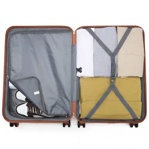 K1871-1L - Kono ABS 20 Inch Sculpted Horizontal Design Cabin Luggage - Cream by All Mart Bristol Ltd