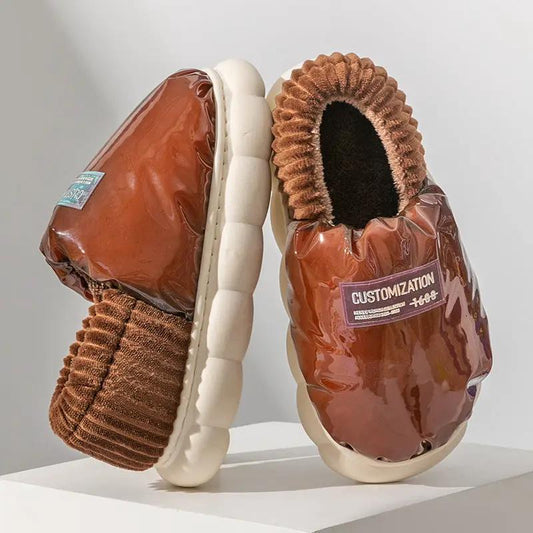 Cotton Slippers Warm Waterproof Outer Wear Thick-soled Heel Covered Cotton Shoes by Dropshipman
