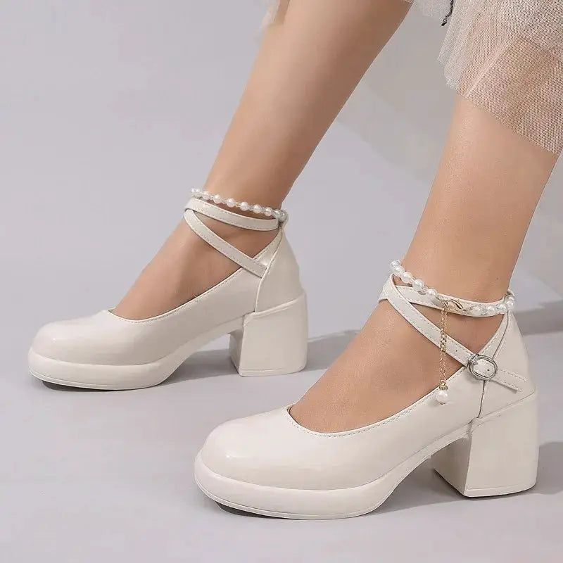 New Women Pumps Shoes Fashion Cross Strap Ladies Shallow Dress Mary Jane Shoes Female Elegant High Heel Footwear Platform Heels by All Mart Bristol Ltd