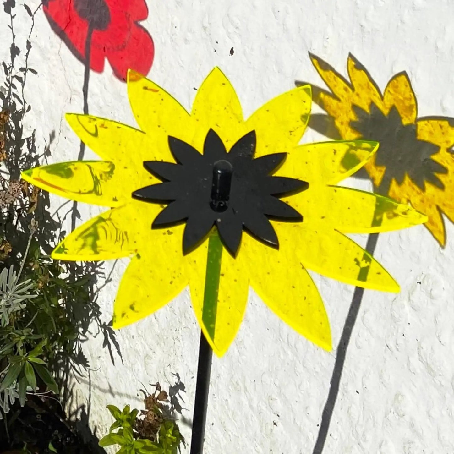 Large Garden Decor Ornaments Set of 3 'Sunflowers' by Sun Catcher Garden Decor