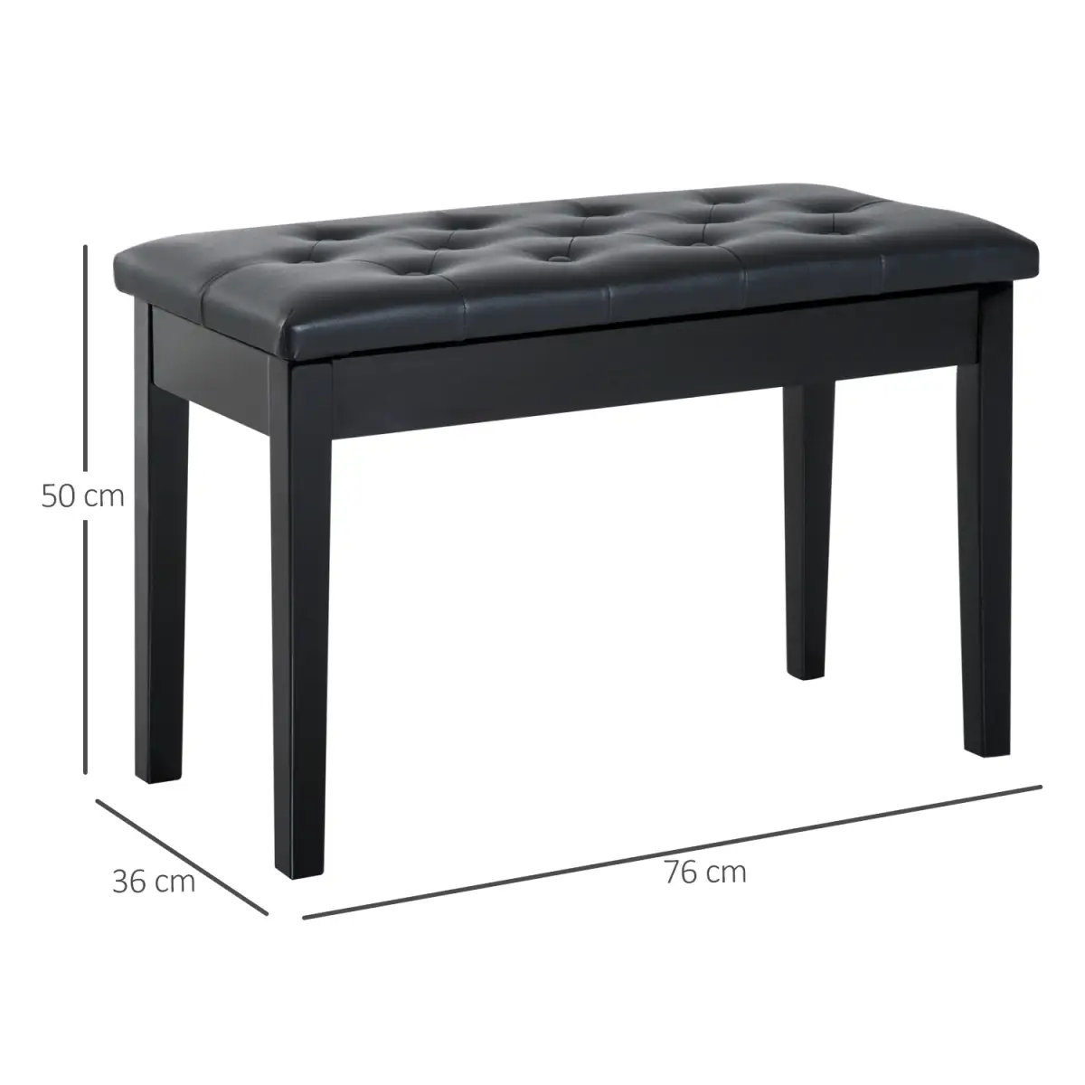 Classic Digital Keyboard Piano Bench Makeup Padded Seat Stool Solid Wood Black by HOMCOM