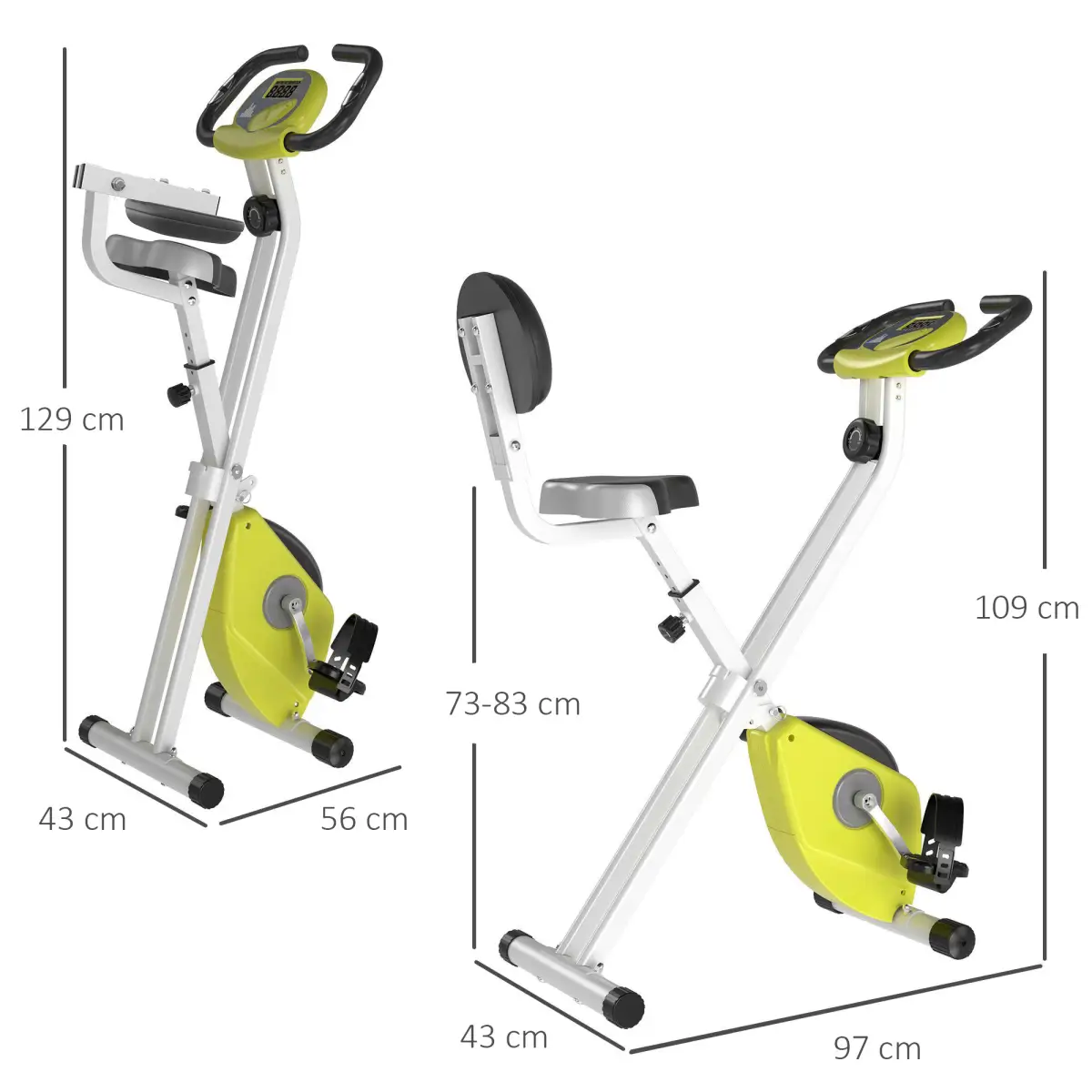 Magnetic Resistance Exercise Bike Foldable LCD Adjustable Seat Yellow by HOMCOM