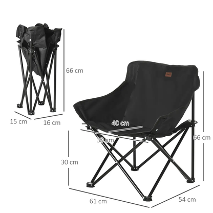 Outsunny Folding Camping Chair with Carrying Bag and Storage Pocket, Black by Outsunny