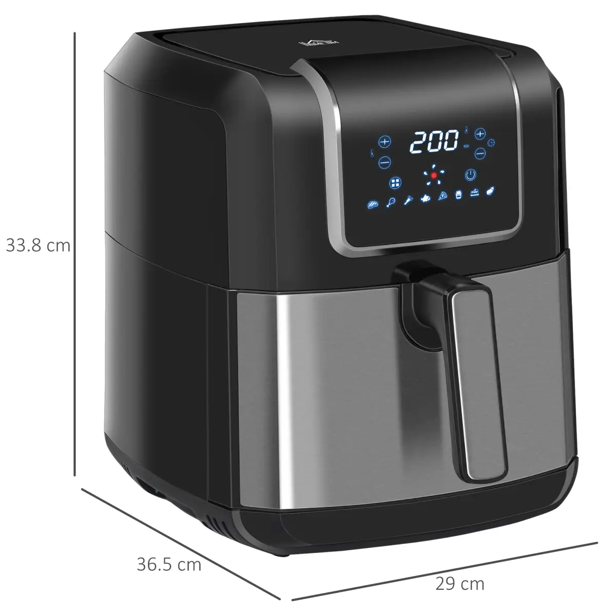 Air Fryer 1700W 6.5L with Digital Display Timer for Low Fat Cooking HOMCOM by Unbranded