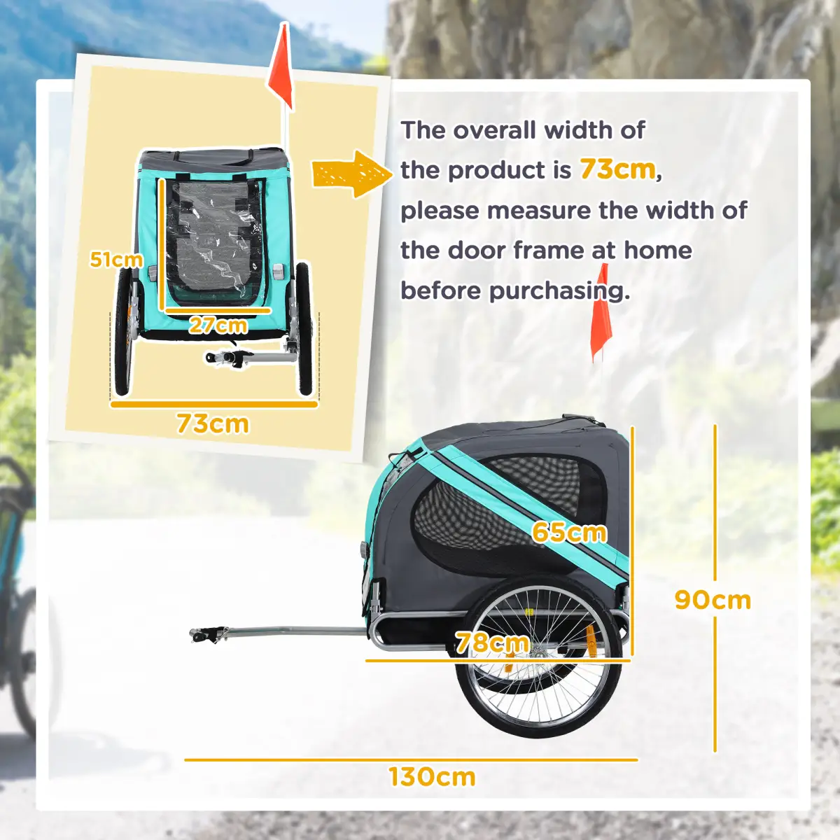 Pet Bicycle Trailer Dog Cat Bike Carrier Water Resistant W/ Hitch Coupler Green by Pawhut
