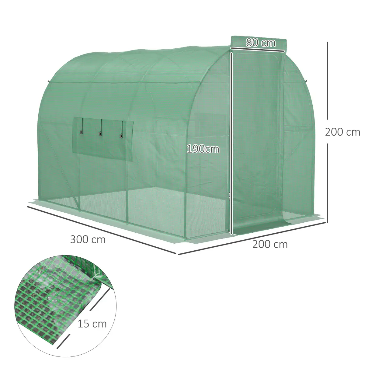 Outsunny 3 x 2M Reinforced Walk-in Polytunnel Garden Greenhouse Steel Frame by Outsunny