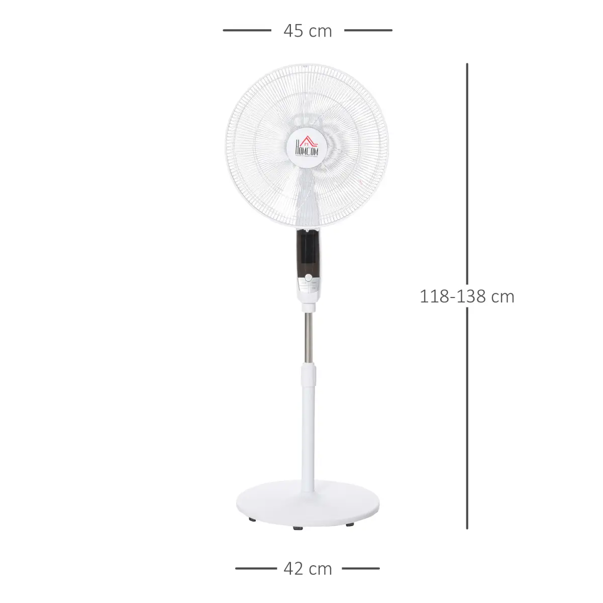 HOMCOM 54 Inch Pedestal Fan Height Adjustable 7.5h 85 Oscillation LED Panel by Unbranded