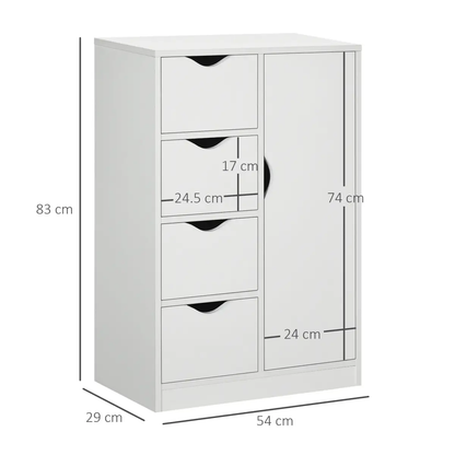 Modern Storage Cabinet Organizer with 4 Drawers and 1 Shelf, White by HOMCOM