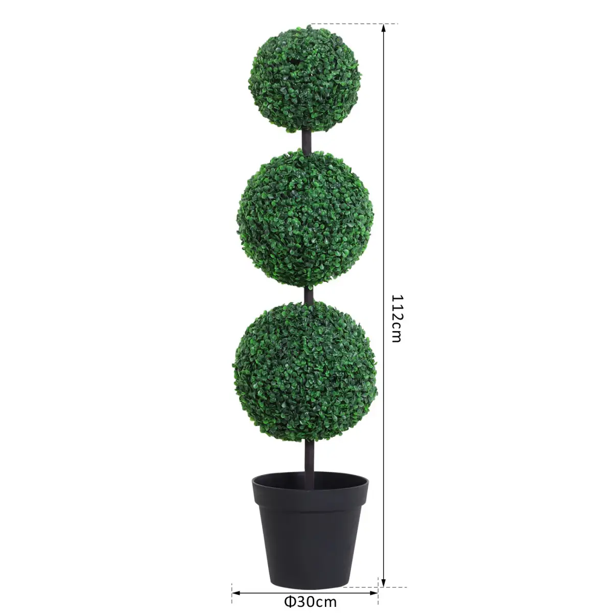 PE Set of 2 Artificial Boxwood Three Balls Topiary Plant Tree's Green by Outsunny