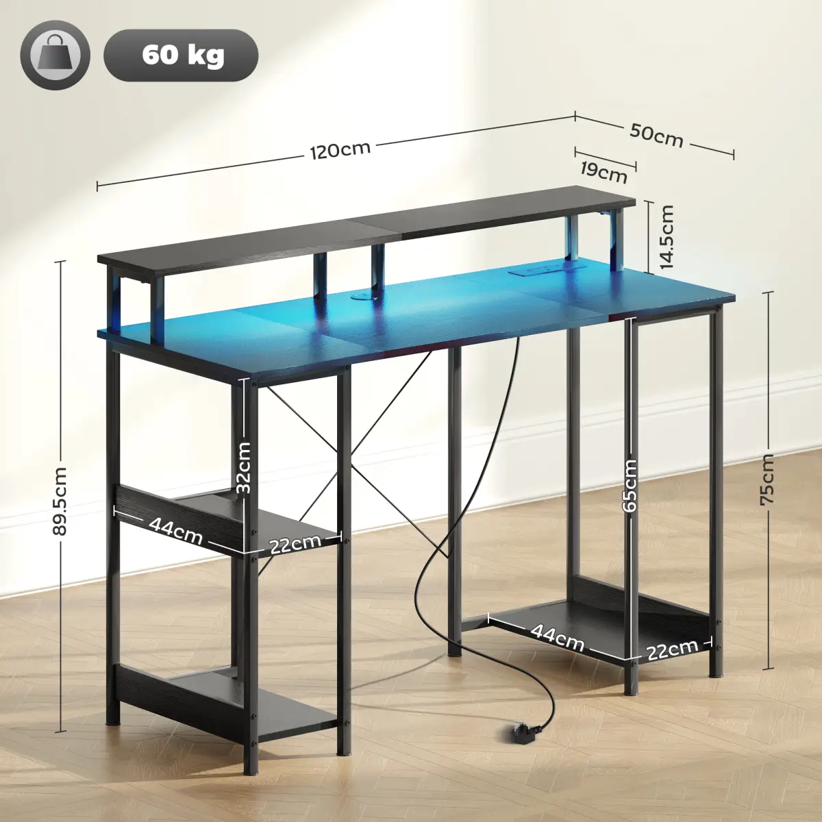 HOMCOM Computer Desk Reversible Home Office Desk with Storage Black by HOMCOM
