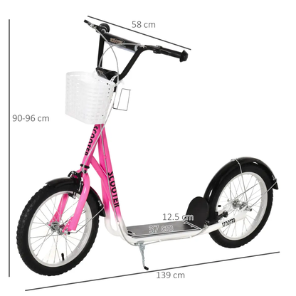 HOMCOM Kids Kick Scooter Teen Ride On Adjustable Children Scooter with Brakes by Unbranded