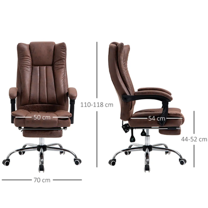 Executive Office Chair Computer Swivel Chair for Home with Arm, Footrest, Brown by Vinsetto