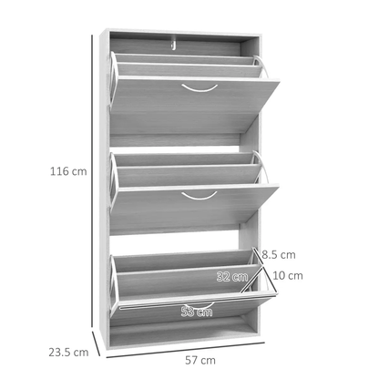 HOMCOM Slim Shoe Storage Cabinet with 3 Flip Drawers for 12 Pair of Shoes by HOMCOM