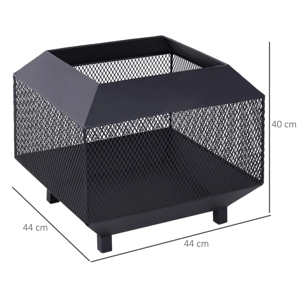 Outsunny Fire Pit, Square Shape, Steel-Black by HOMCOM