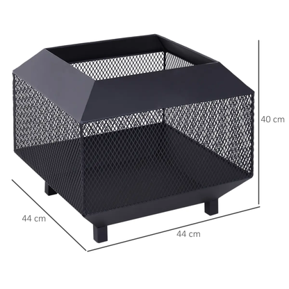 Outsunny Fire Pit, Square Shape, Steel-Black by HOMCOM