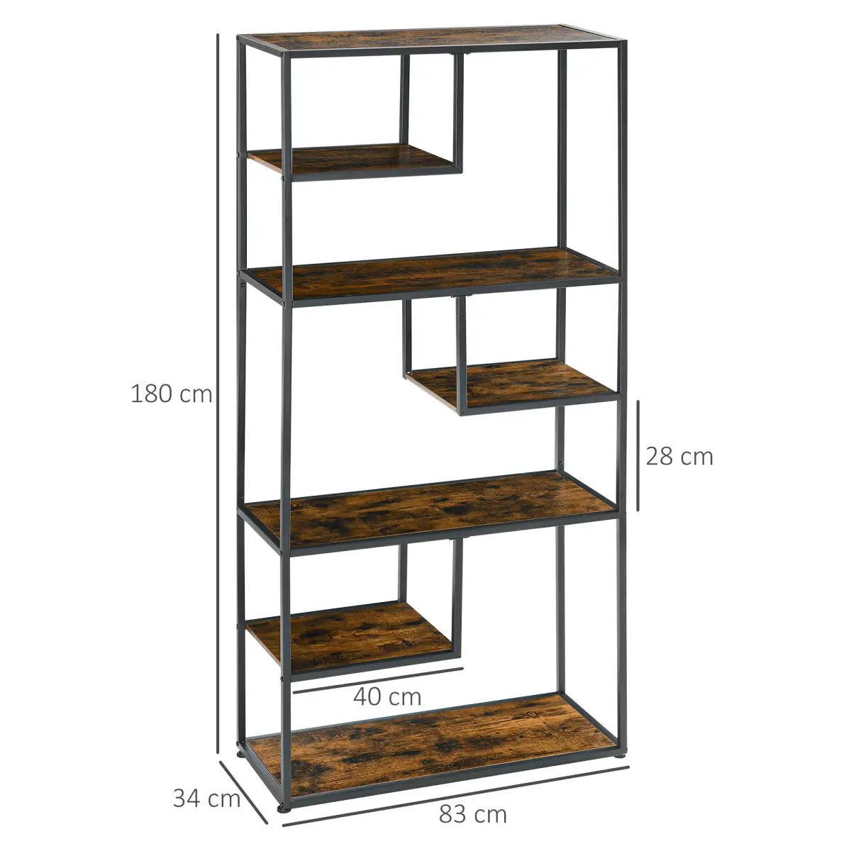 HOMCOM 7 Tier Storage Shelves, Free Standing Book Shelf for Study, Living Room by HOMCOM