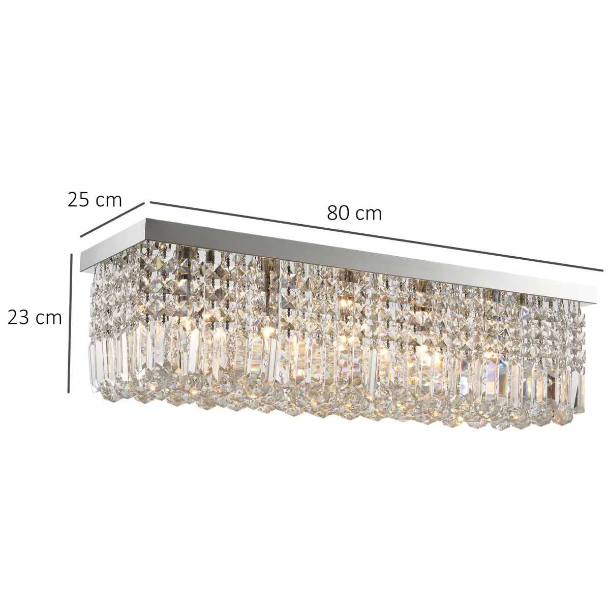 Modern Crystal Ceiling Light Square Crystal Chandelier E14 Base, Silver by HOMCOM