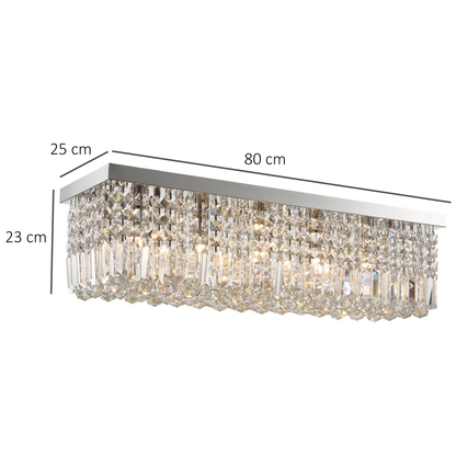 Modern Crystal Ceiling Light Square Crystal Chandelier E14 Base, Silver by HOMCOM