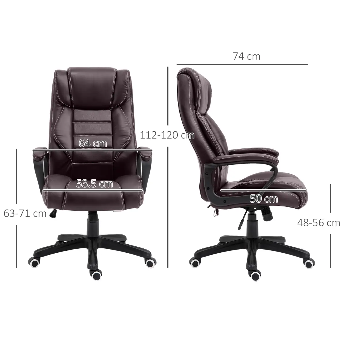 High Back 6 Points Vibration Massage Executive Office Chair, Brown Vinsetto by Unbranded