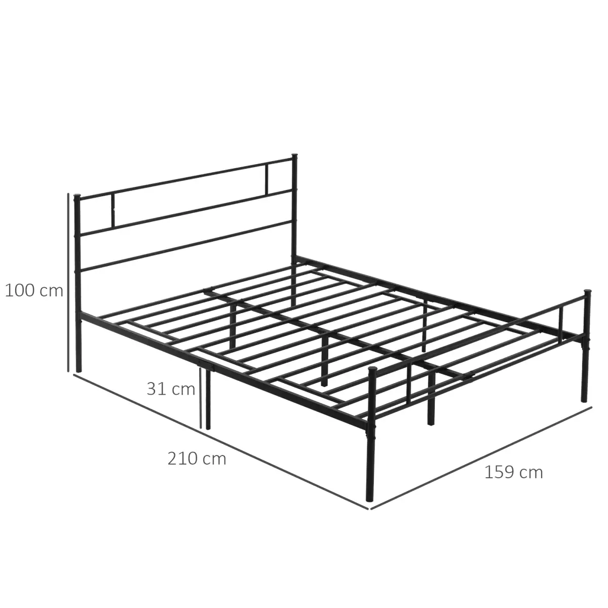 HOMCOM King Metal Bed Frame w/ Headboard and Footboard by Homcom