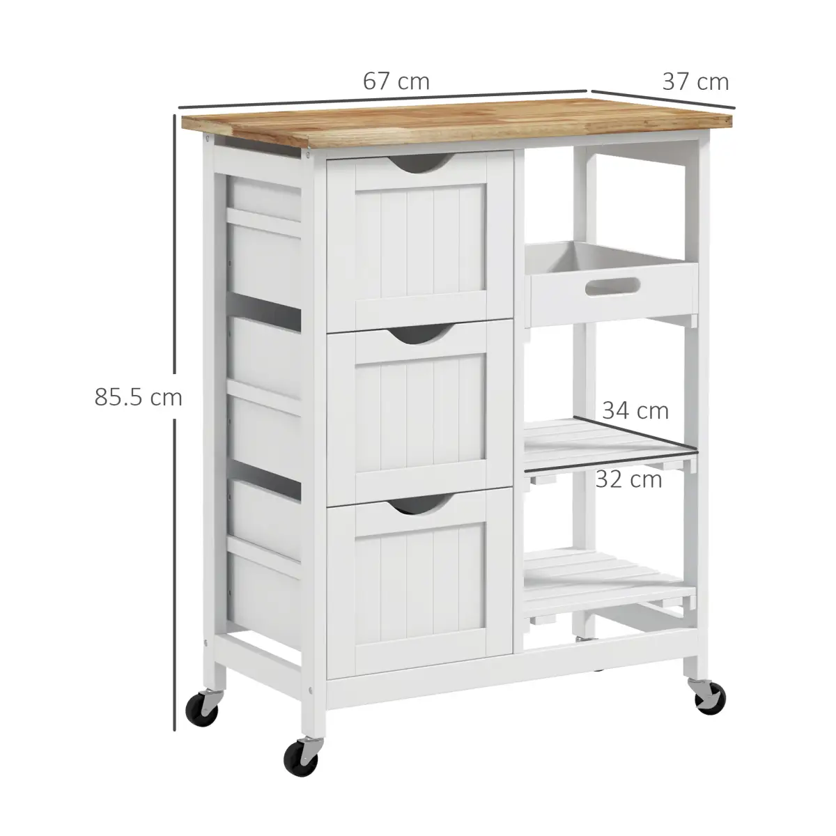 HOMCOM Rolling Kitchen Island Cart, Bar Serving Cart, Compact Trolley White by HOMCOM