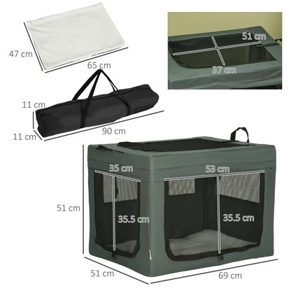 69cm Foldable Pet Carrier Cat Bag w/ Cushion, for Miniature, Small Dogs - Grey by Unbranded