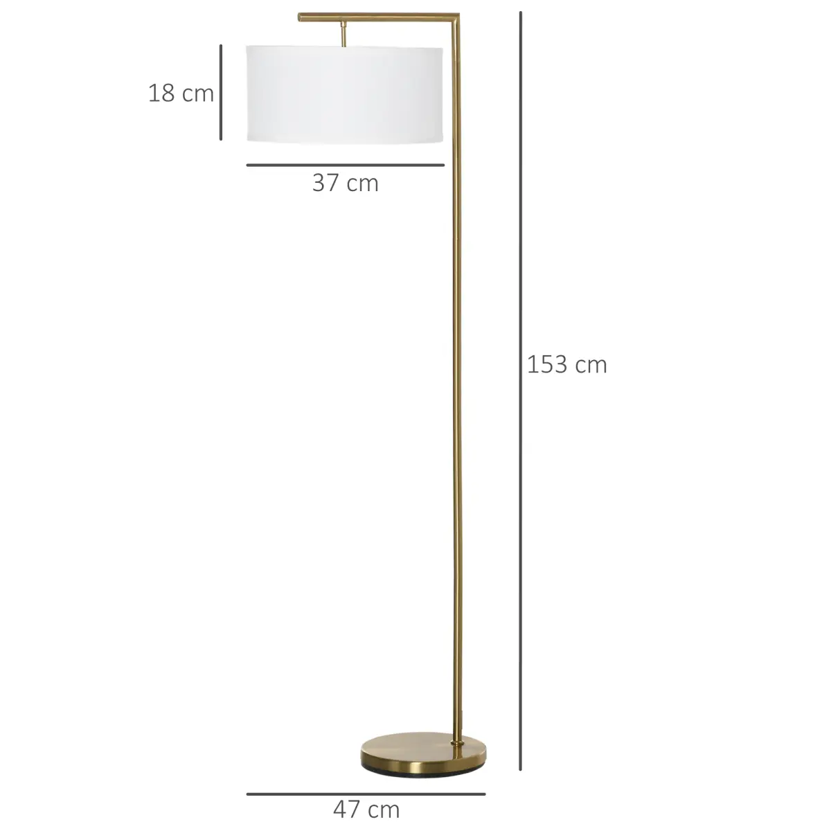 Floor Lamp with Linen Lampshade Round Base for Living Room Bedroom HOMCOM by Unbranded