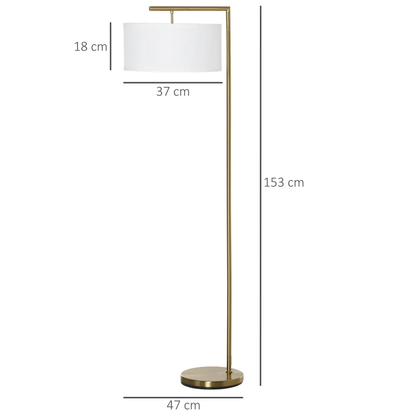 Floor Lamp with Linen Lampshade Round Base for Living Room Bedroom HOMCOM by Unbranded
