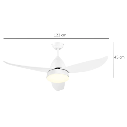 Reversible Ceiling Fan with Light, 3 Blades White LED Remote White by HOMCOM