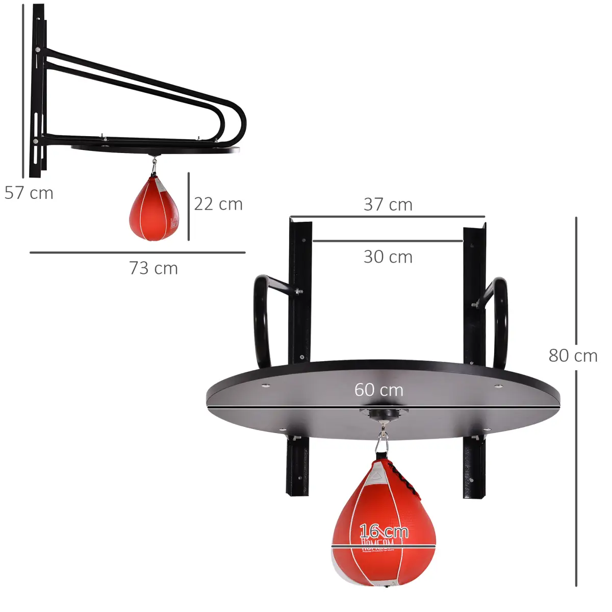 Speed Bag Platform Kit Wall-mounted Punching Ball Hanging Platform Set HOMCOM by Unbranded