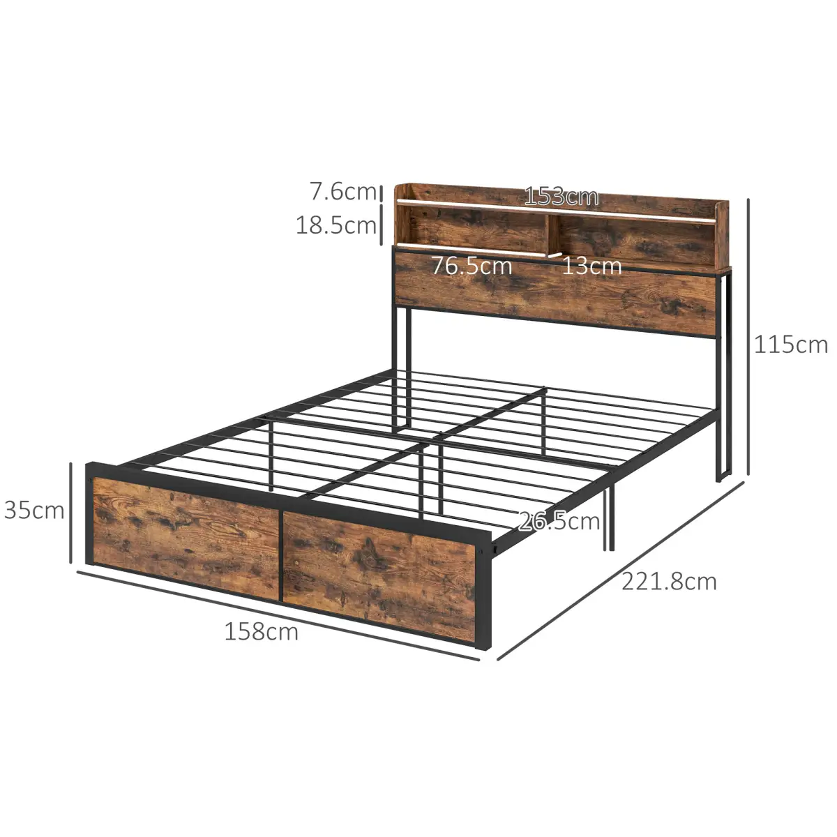 HOMCOM 5.2FT King Bed Frame with Storage Headboard and Under Bed Storage by HOMCOM