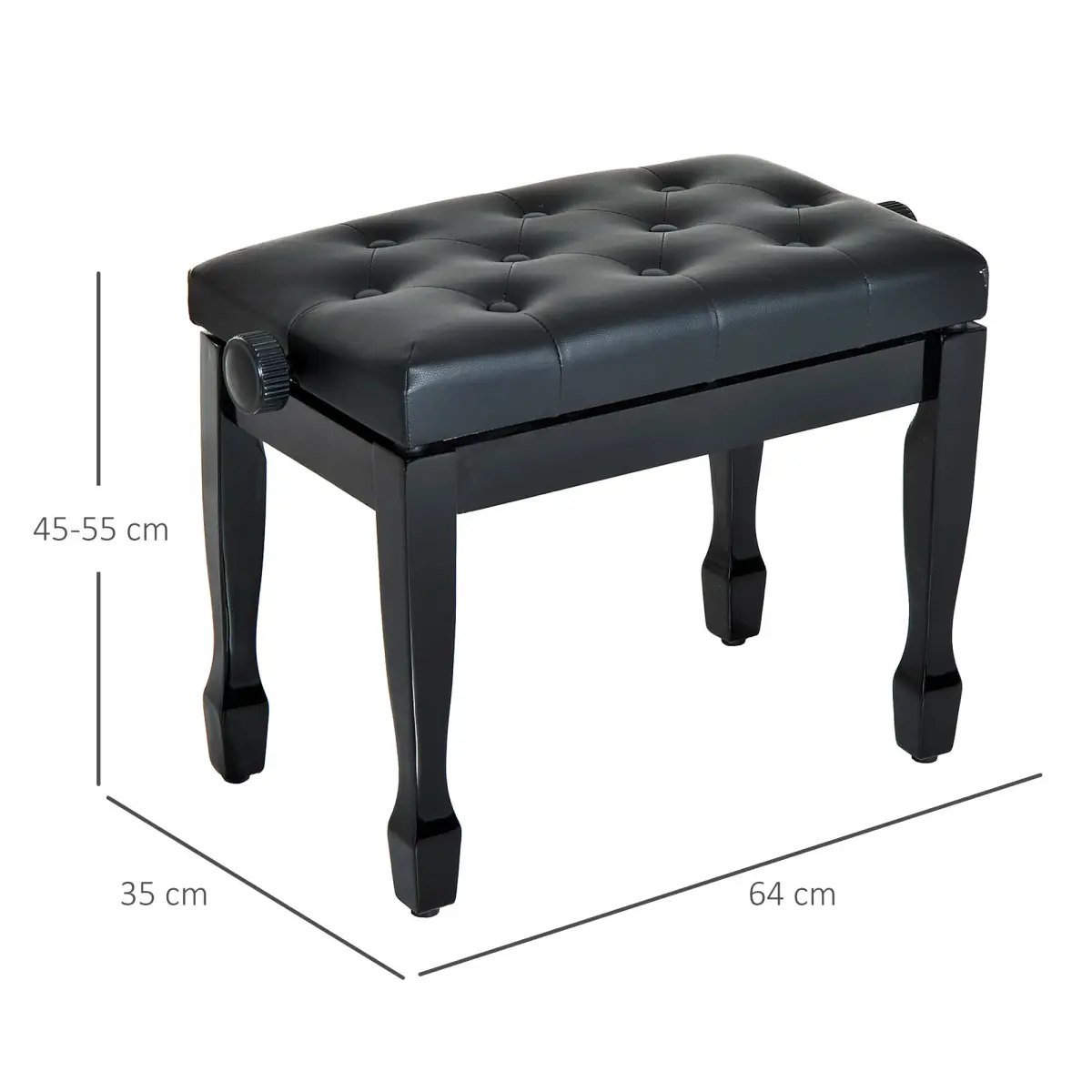Classic Digital Keyboard Piano Bench Padded Seat Stool Solid Wooden by HOMCOM