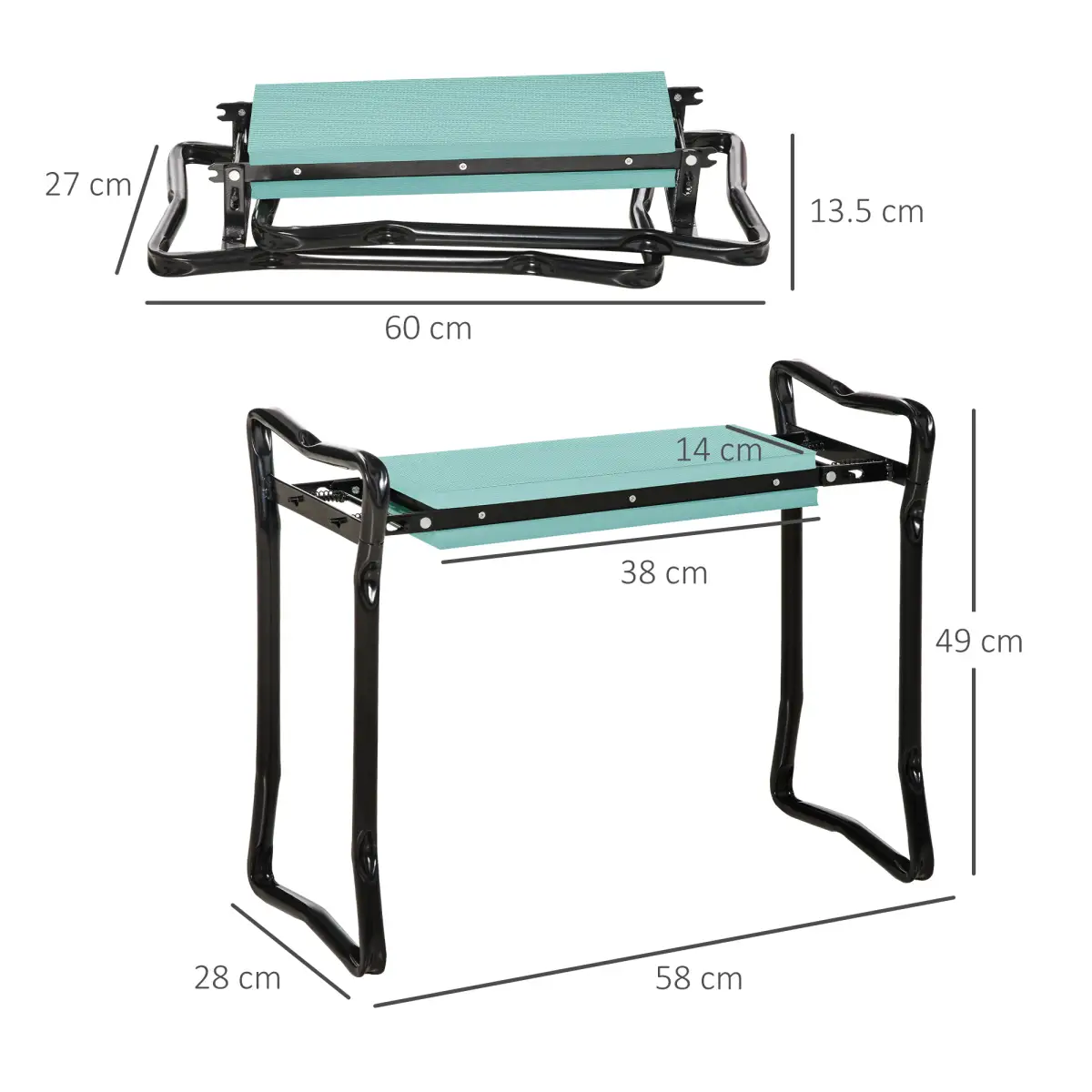 Garden 2 in 1 Kneeler Bench-Green/Black by Outsunny