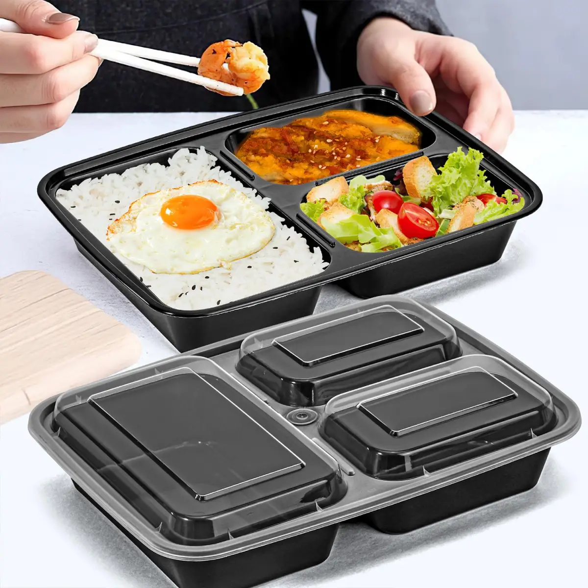 VINSANI 30pk 3 COMPARTMENTS MEAL PREP CONTAINERS 1010478 by Vinsani
