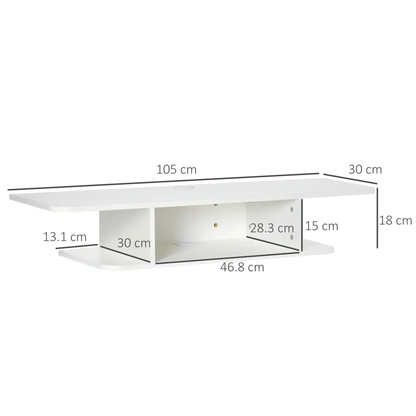 Floating TV Unit Stand Wall Mount Media Console with Storage Shelf, White by Unbranded