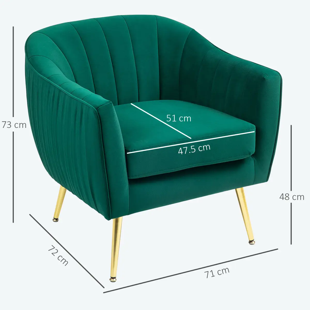 Fabric Single Sofa Arm Chair Upholstered Flocking Wood Leg Living Room Furniture by HOMCOM