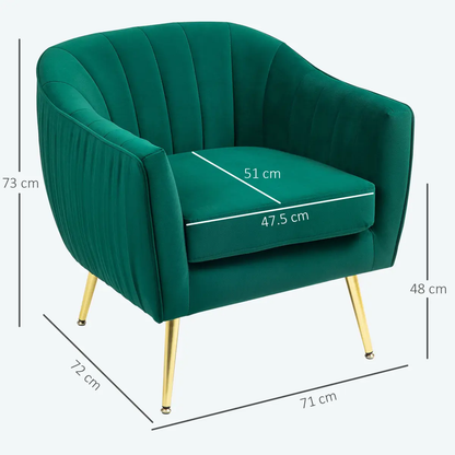Fabric Single Sofa Arm Chair Upholstered Flocking Wood Leg Living Room Furniture by HOMCOM