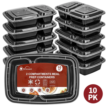 VINSANI 30pk 2 COMPARTMENTS MEAL PREP CONTAINERS 1010476 by Vinsani