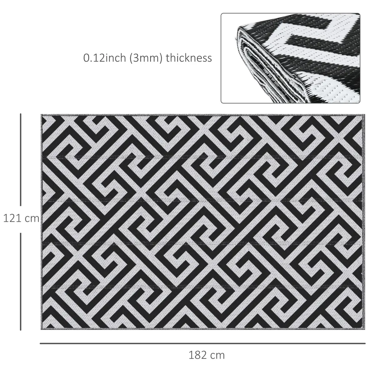 121x182cm Reversible Outdoor Rug Portable Plastic Straw RV Outsunny by Unbranded