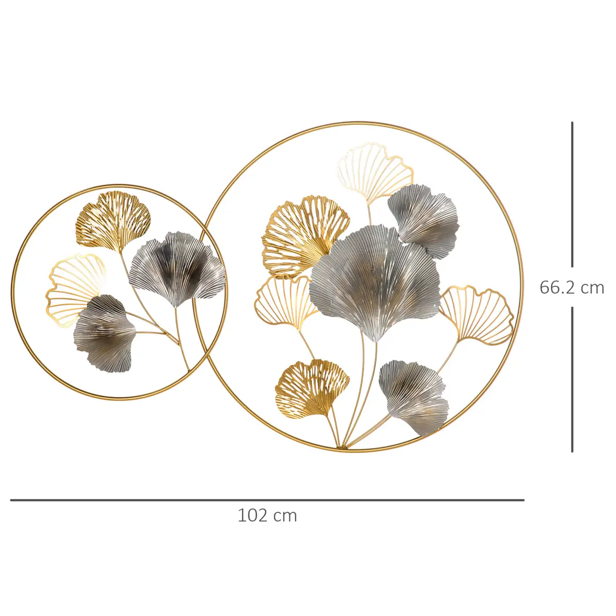 Minimalist Metal Wall Art Ginkgo Leaves Hanging Wall Sculpture, Gold by HOMCOM