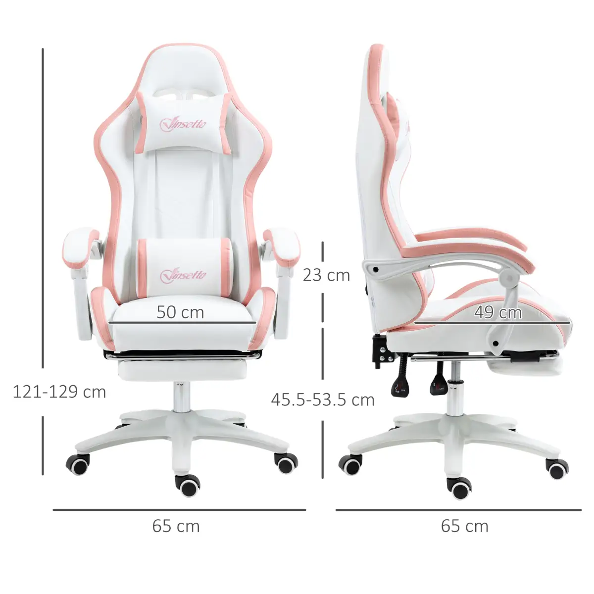 Vinsetto Racing Style Gaming Chair with Reclining Function Footrest, Pink by Vinsetto